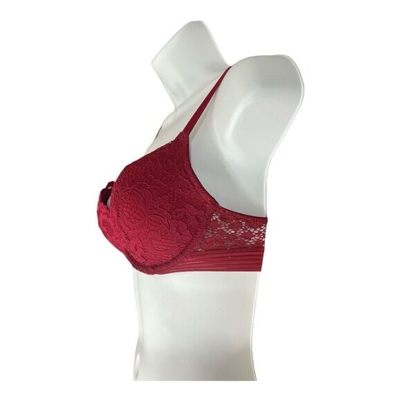 Victorias Secret Very Sexy Push-Up Bra Size 32C Red Burgundy Underwire Lingerie - Picture 3 of 12